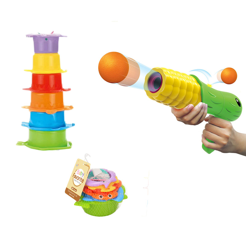 옥수수 총 + 작은 물고기 스태킹 컵