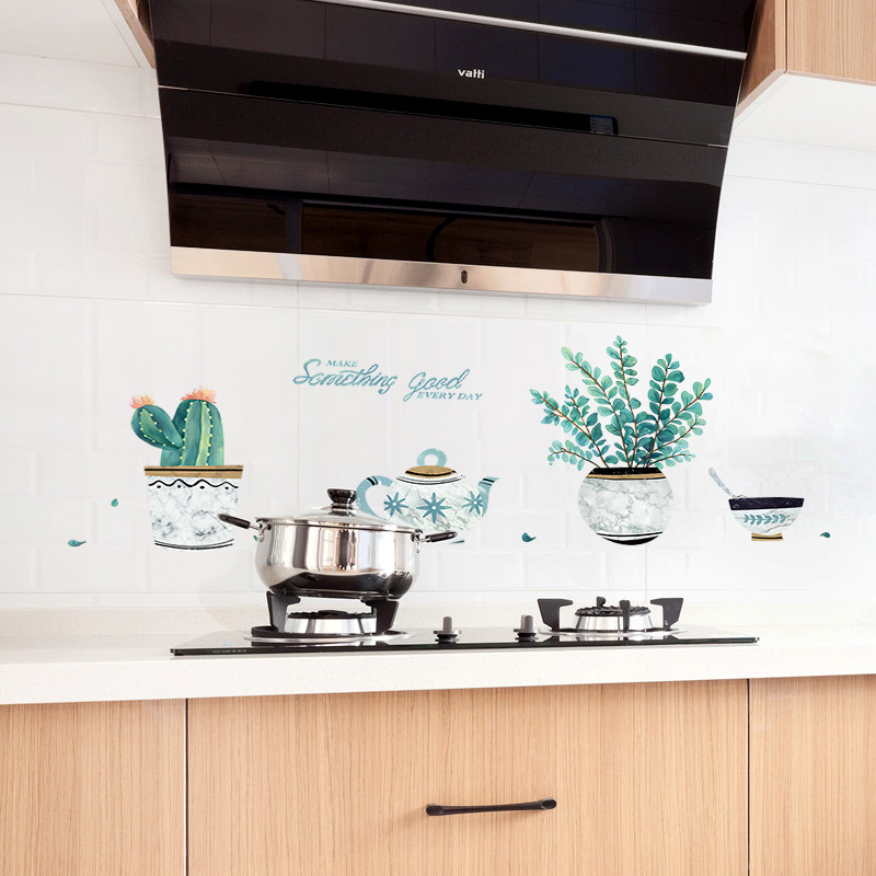 Kitchen Decorations Oil-proof Stickers Stove Waterproof Oil-proof Range Hood Tile Decorations Wall Stickers Self-adhesive Cabinet Stickers