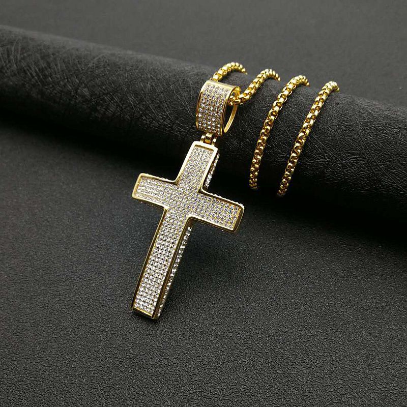 Holiday, Party, Street Occasion Titanium Steel Material 1 Piece Hip-hop Cross Titanium Steel Men's Pendant Necklace