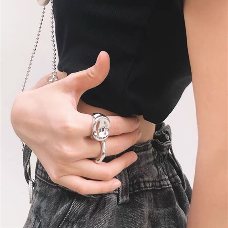 Korea's New Fashion Metal Geometric Lava Ring display picture 2