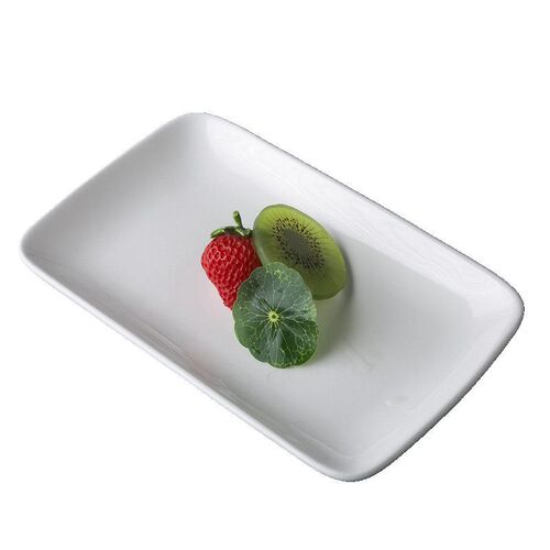 Hotel breakfast rice roll plate ceramic creative tableware hot dish plate pure white rectangular plate rice roll dish barbecue plate