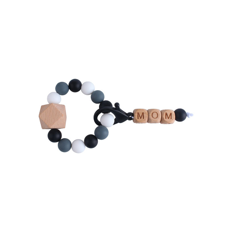 Nueva DIY creativo mamá langosta hebilla colgante de haya octogonal pulsera mordedor traje infantil silicona teether palo