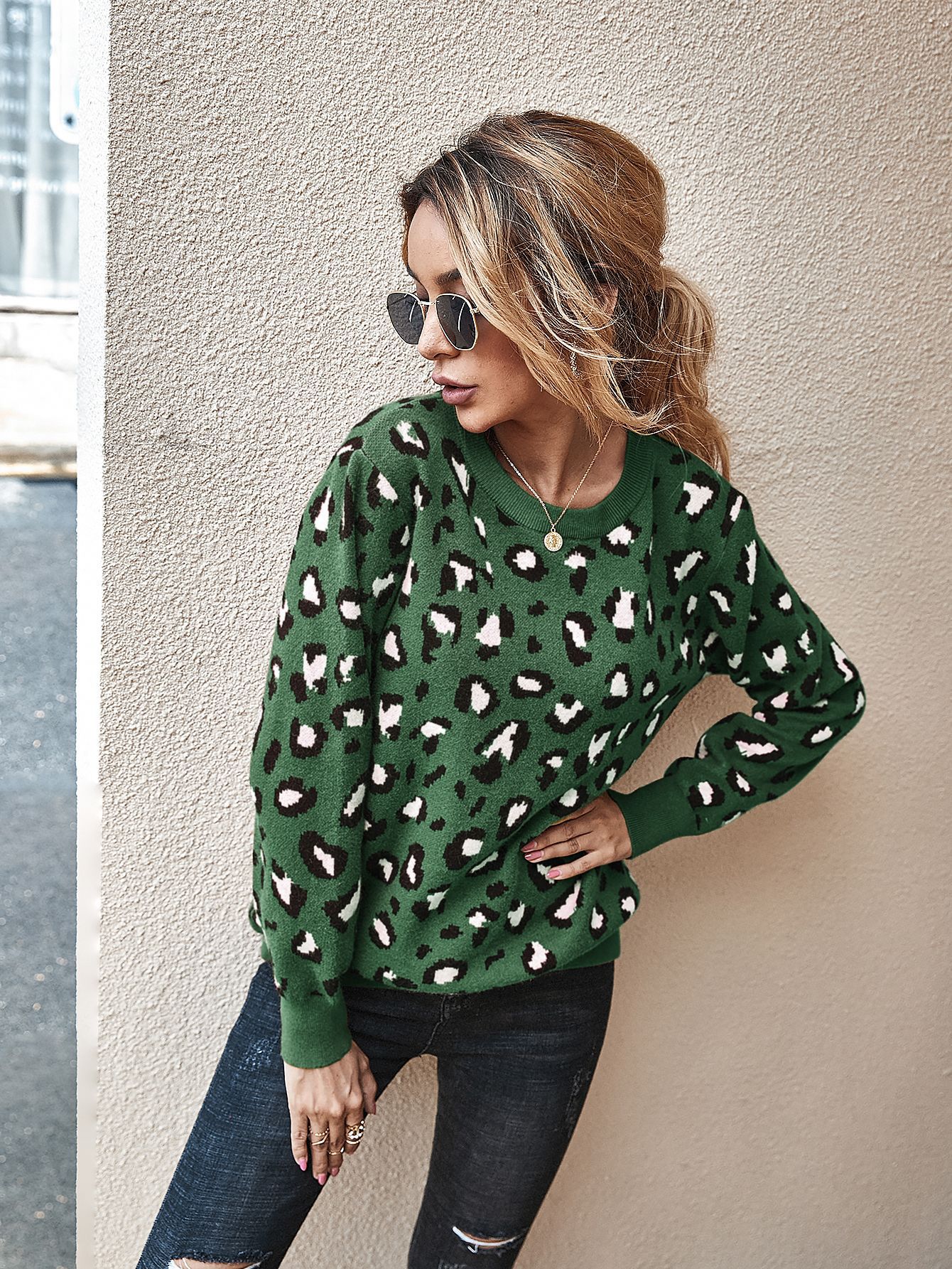 autumn and winter fashion leopard sweater NSDY7666