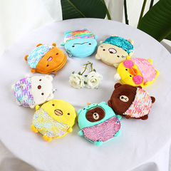 New Creative Cartoon Cute Plush Coin Purse Cross-border Sparkling Small Gift Key Coin Earphone Data Cable Bag