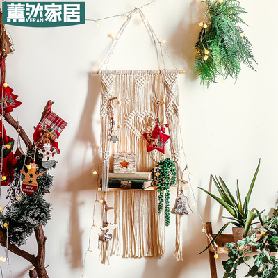 隔板编织挂毯置物架北欧卧室书房客厅壁挂墙饰ins风墙壁挂饰GT126