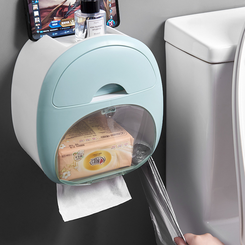 Punch-free Toilet Tissue Box Roll Paper Toilet Paper Tissue Holder Toilet Household Toilet Paper Storage Rack Paper Tube