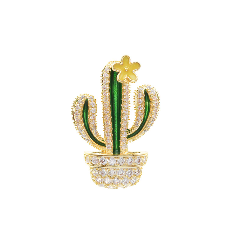 Petit Col Boucle Col Pin Broche 2021 Nouvelle Mode Broche Accessoires Mignon Japonais Style Cactus Anti-exposition Broche display picture 2