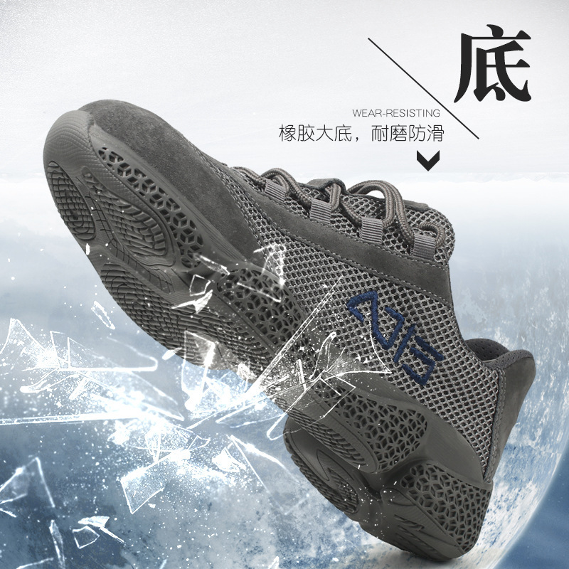厂家直销劳保鞋男防砸防刺穿夏季透气牛皮加网布工地工作鞋安全鞋