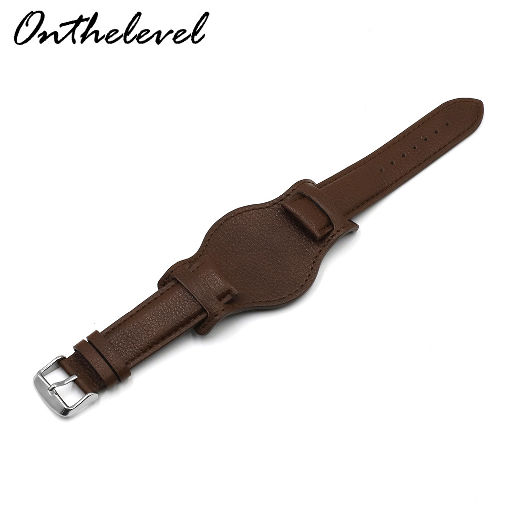 Nueva primera capa de cuero de vaca correa de reloj accesorios 18 20 22mm correa de reloj de cuero con la bandeja inferior en stock