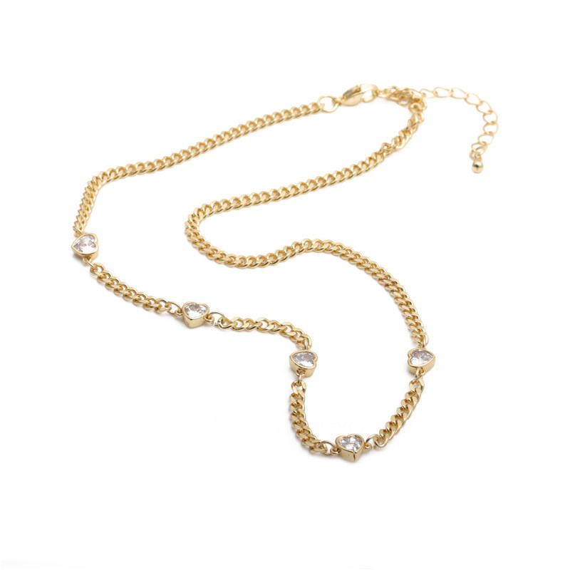 micro-inlaid zircon heart multi-layer necklace