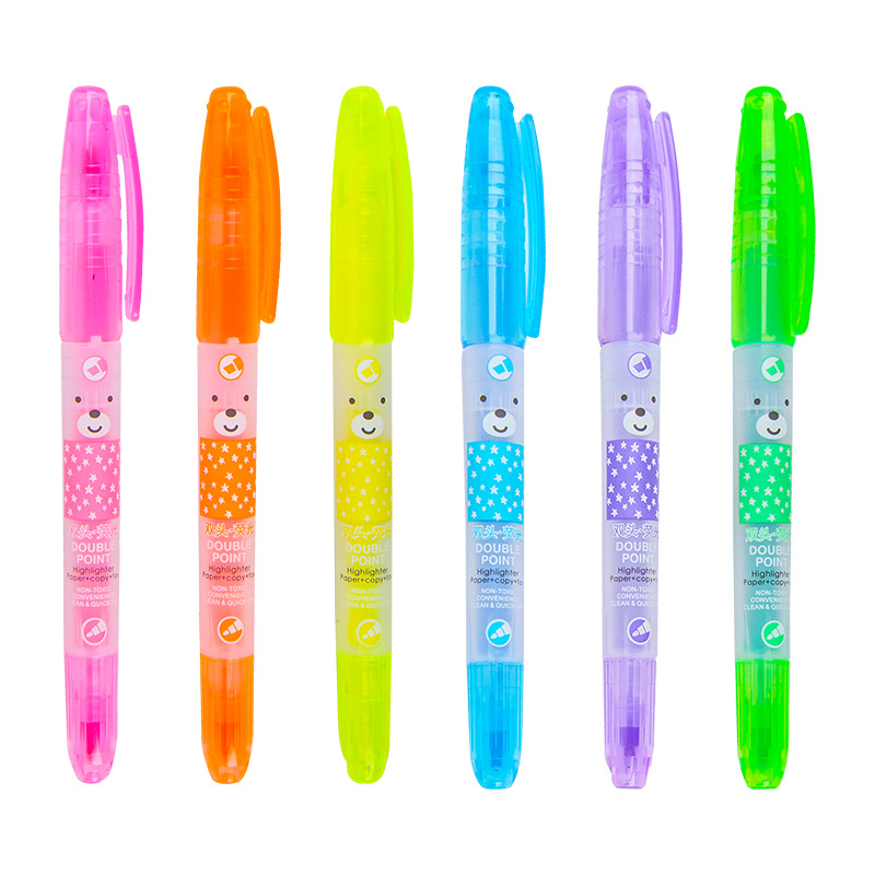 H2235 tapa-tirando de gran capacidad resaltador mano cuenta esmerilado tubo de color de la pluma 6 6 colores útiles escolares estudiante herramientas