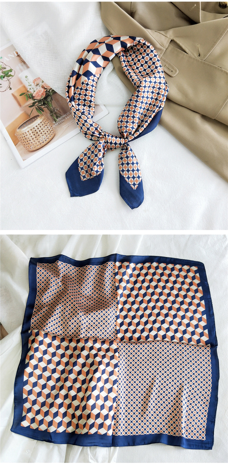 Small Square Silk Fashion Scarf display picture 7