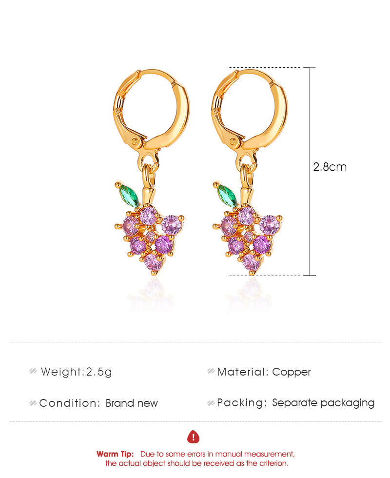 Fruit Plating Copper Artificial Gemstones Earrings display picture 1