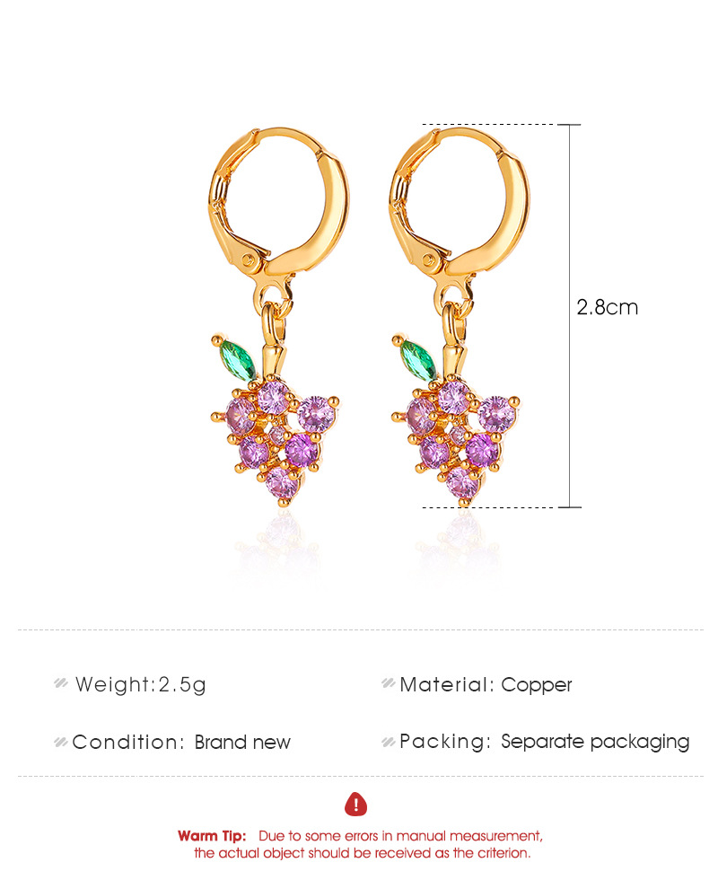 3g Weight Fruit Plating Copper Artificial Gemstones Earrings