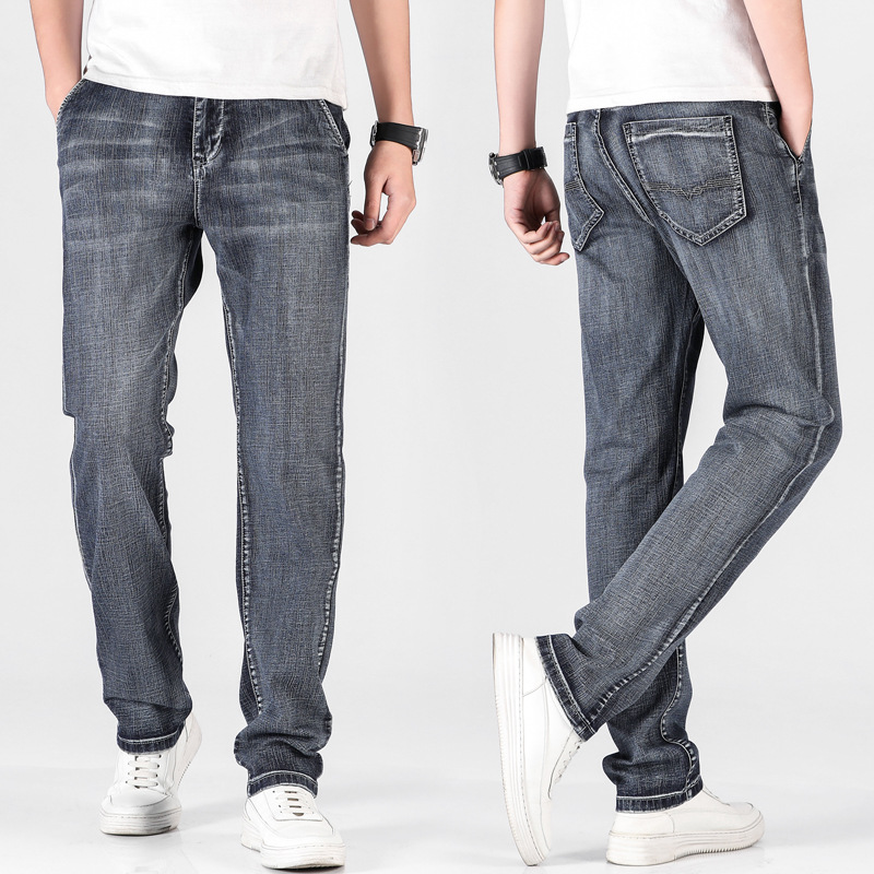 summer fashionable elastic loose straight jeans