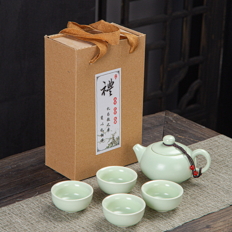 Portable Bag Travel Kung Fu Tea Set Ceramic Xi Shi Pot One Pot Two Cups Four Cup Set Creative Gift Gift Gift
