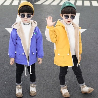 男童秋冬裝加絨外套兒童洋氣加厚夾克棉衣中小童冬季風衣上衣棉服