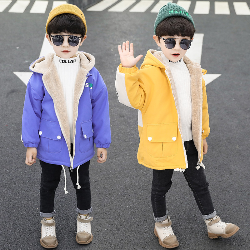 男童秋冬裝加絨外套兒童洋氣加厚夾克棉衣中小童冬季風衣上衣棉服