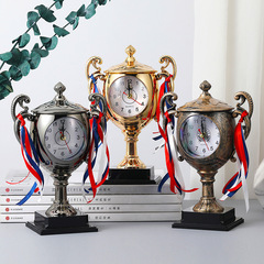 New creative trophy small alarm clock ornaments desktop clock children's bedside wake-up clock three-dimensional student gift prizes