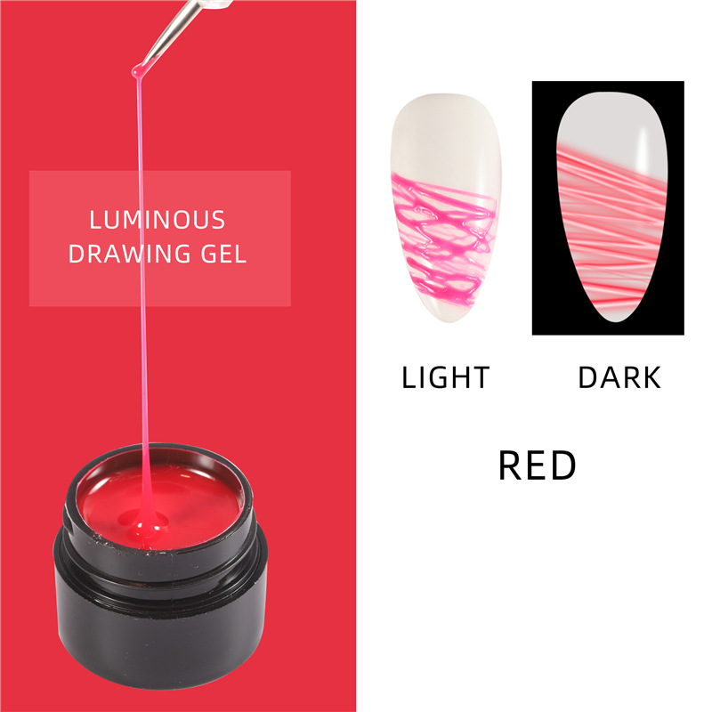 Pegamento de dibujo de alambre luminoso transfronterizo pintura de uñas pegamento de dibujo de alambre elástico luminoso 7ml fototerapia dibujo de alambre luminoso pegamento de araña