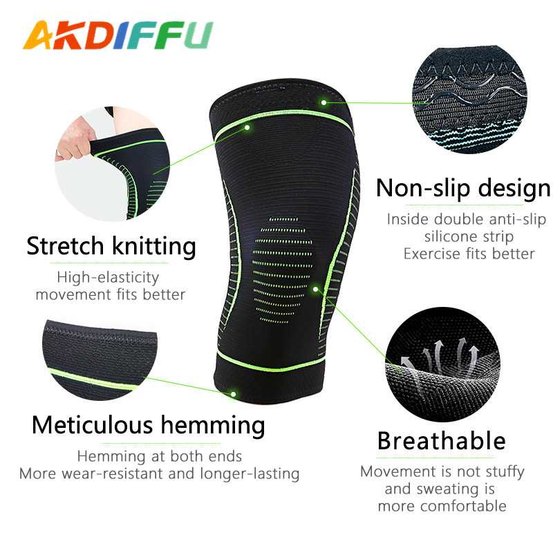 Rodilleras deportivas unisex transfronteriza de punto rodilleras nylon de cuatro lados elásticas rodilleras transpirable correr verano