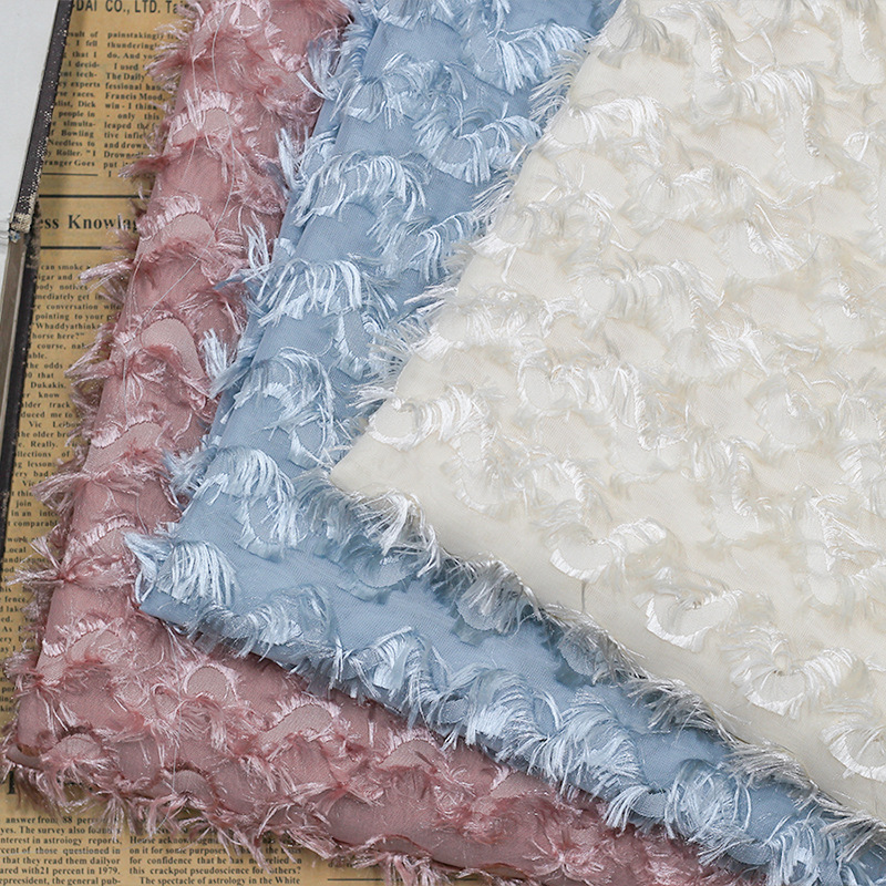 波流蘇亮糸カット花縞生地シフォン生地春夏女装上着ワンピースファッション生地