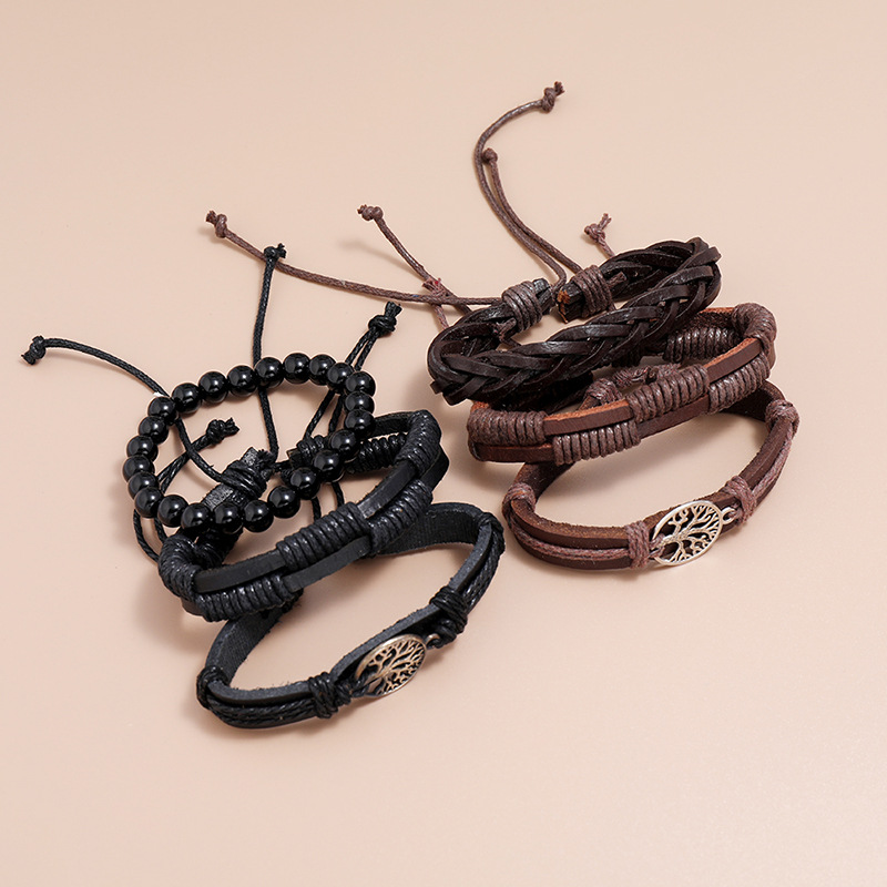 Fashion Geometric Tree Pu Leather Braid Men's Bracelets display picture 6