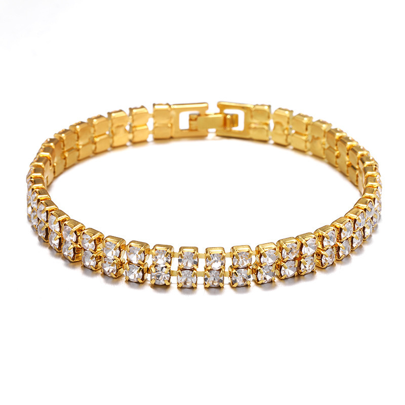 Bracciale Wish Full unisex Hip-Hop a doppia fila in argento con micro-strass incastonati_voghion.com