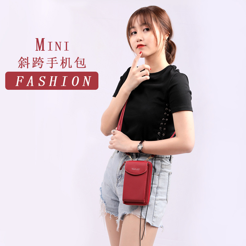 2020 New Women's Wallet Solid Color Small Oblique Cross Bag Multifunctional Mobile Phone Medium And Long Summer Versatile Zero Wallet Women