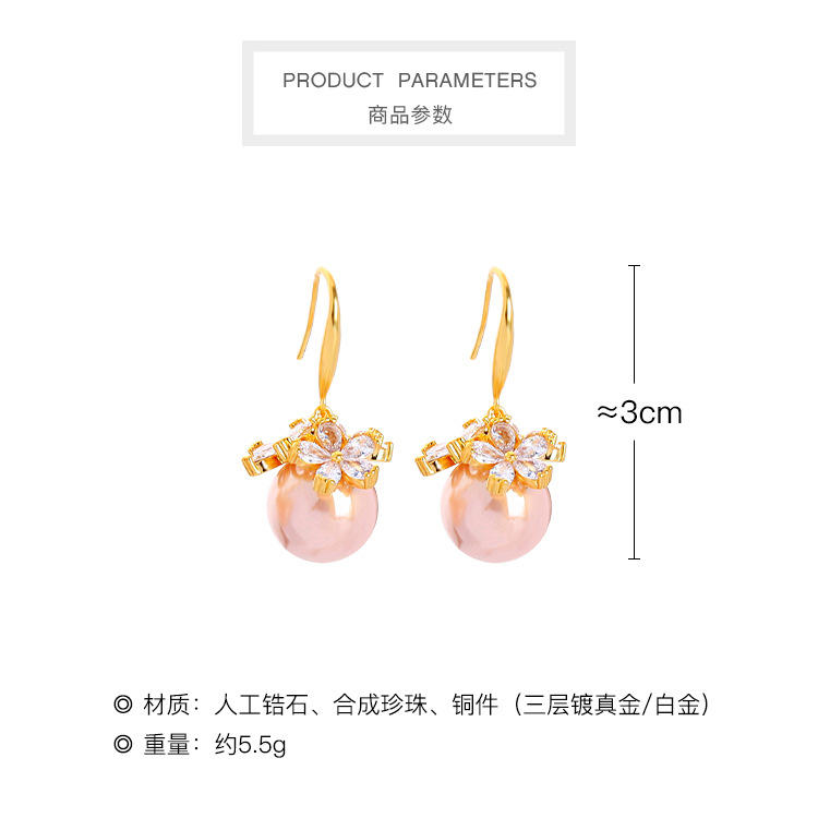 Fashion New Pearl  Double C Wild Flower Alloy Earrings For Women display picture 3