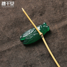 穗千堂 黄玉髓 玉蝉茶宠摆件 茶枕 茶针搁置 把玩玉挂件 YW-13
