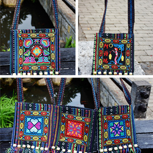 (Cross-border trading), ethnic bag strap from Yunnan province on the belt with tassels, ethnic style, with embroidery, one-shoulder
