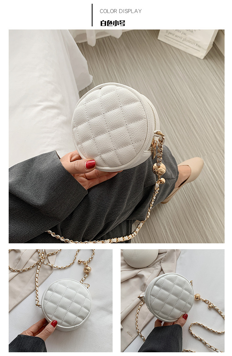 New Fashion Simple  Trend Fashion Rhombus Chain  Shoulder Messenger Small Round Bag Wholesale display picture 9