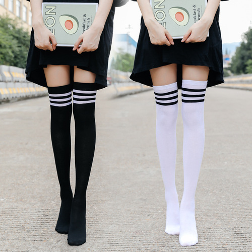 Micro-pressure slimming over-the-knee socks Japanese JK socks women's mid-calf four-season style black high-leg half-length stockings ins trend