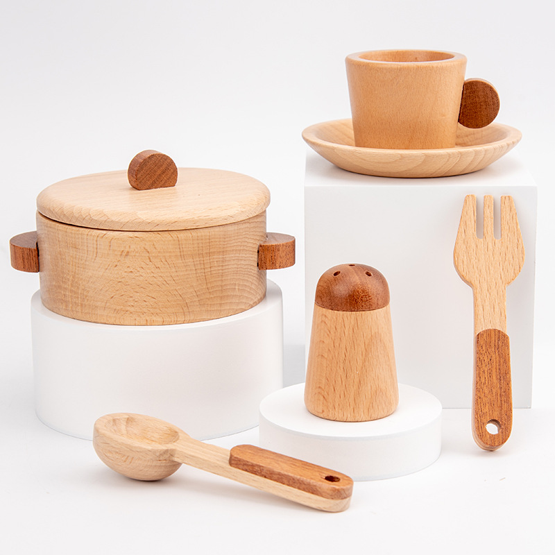 Cocina para niños Casa de juego cocina juguete para niñas casa de muñecas Simulación de madera utensilios de cocina Corea del Sur Niño de madera rompecabezas