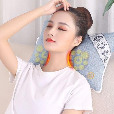 Fabric art charge cervical vertebra Massage pillow Neck Massager multi-function pillow Waist neck household gift Massage pillow