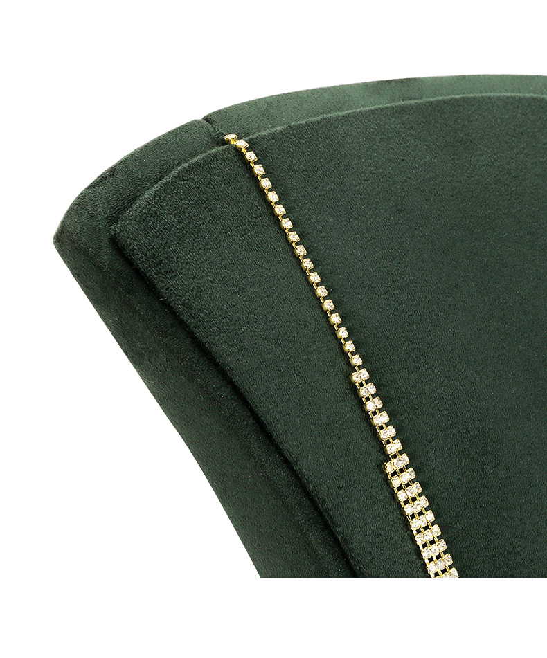 A044- (17-21) green velvet scalloped leather necklace - (xuyue) details page _
