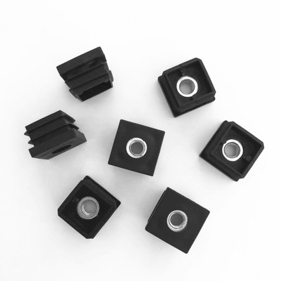 m8*25*25管塞带螺母 轮管塞塑料方塞带螺母方形带牙管塞定制|ms