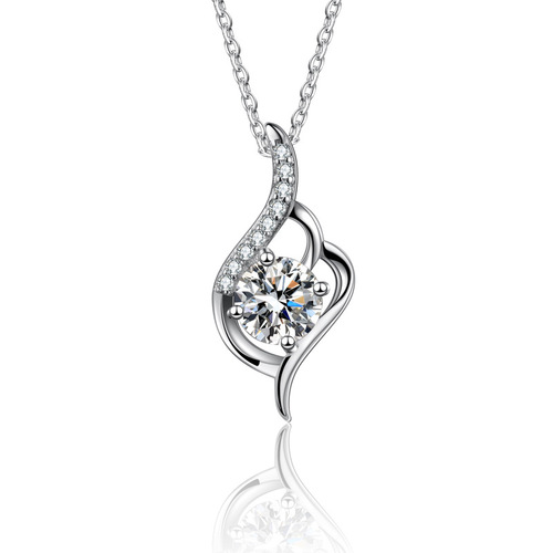 Live Streaming Hot Selling Simple Droplet Pendant Angel 1 Carat Simulated Moissanite Necklace for Women - Factory Wholesale