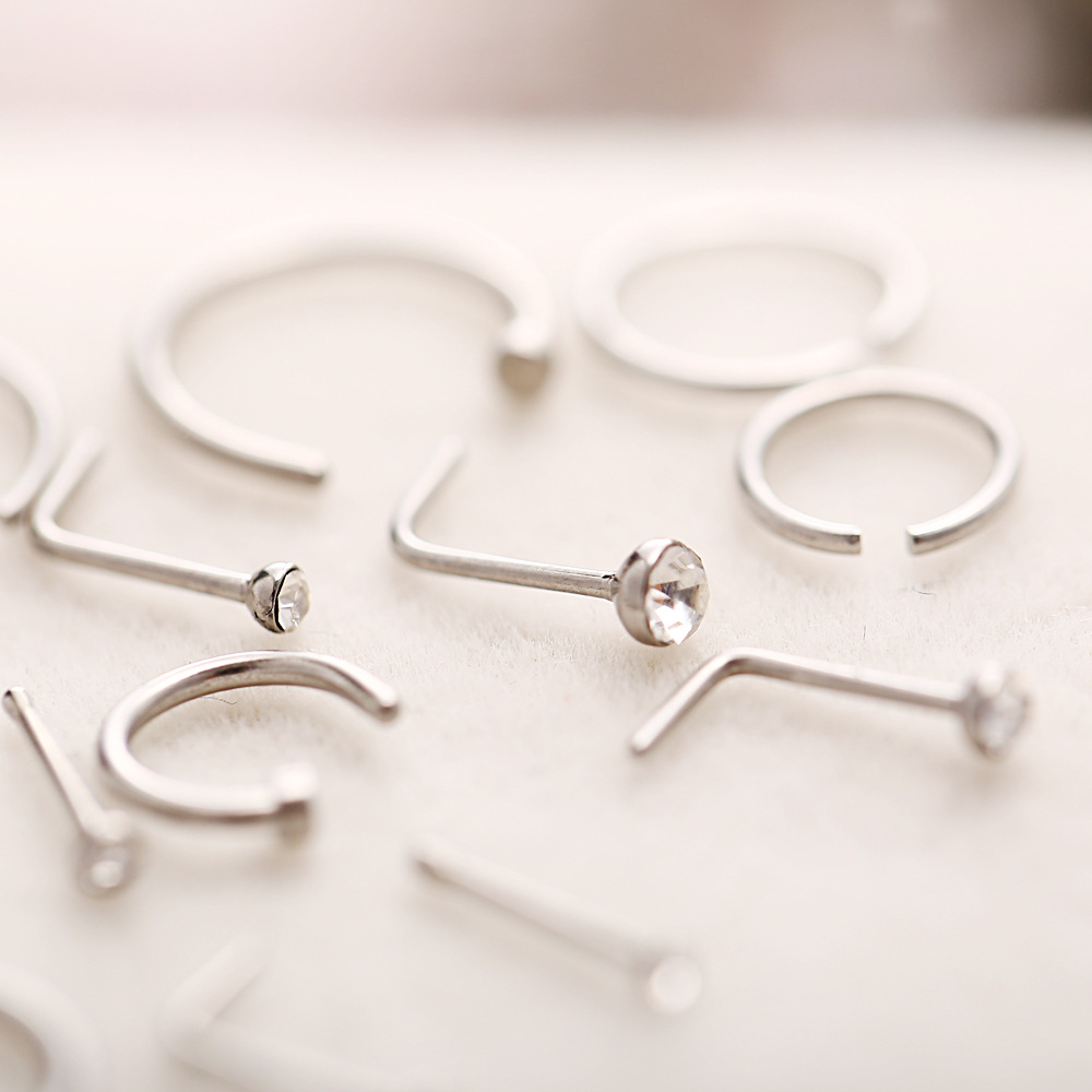 New Type Stainless Steel Nail Nasal Nose Ring Curved Nasal Nail C Set display picture 6