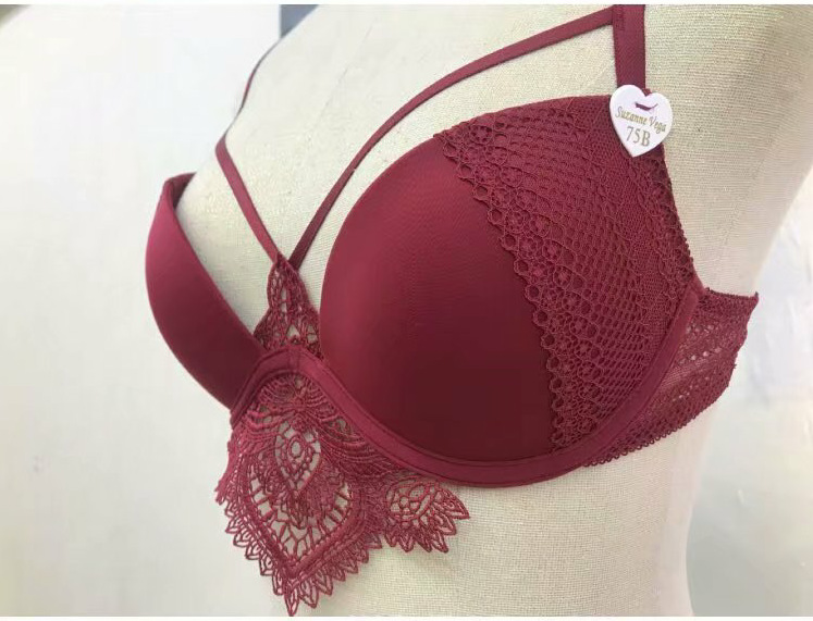 New Sexy Lace Spliced Steel Ring Gathering Top Support Setting for Large Women's Bra Set_voghion.com