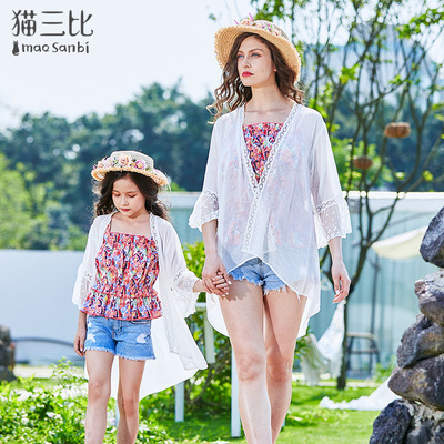 girl Outside the ride Cardigan Female Women 2020 summer new pattern CUHK Western style Shawl children Sunscreen With children