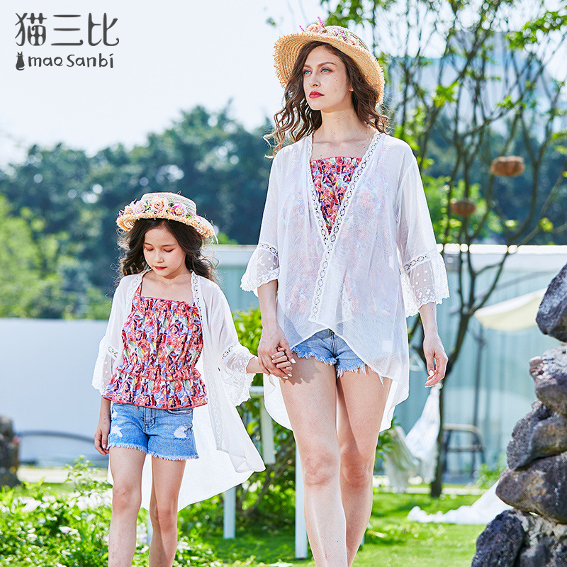 girl Outside the ride Cardigan Female Women 2020 summer new pattern CUHK Western style Shawl children Sunscreen With children