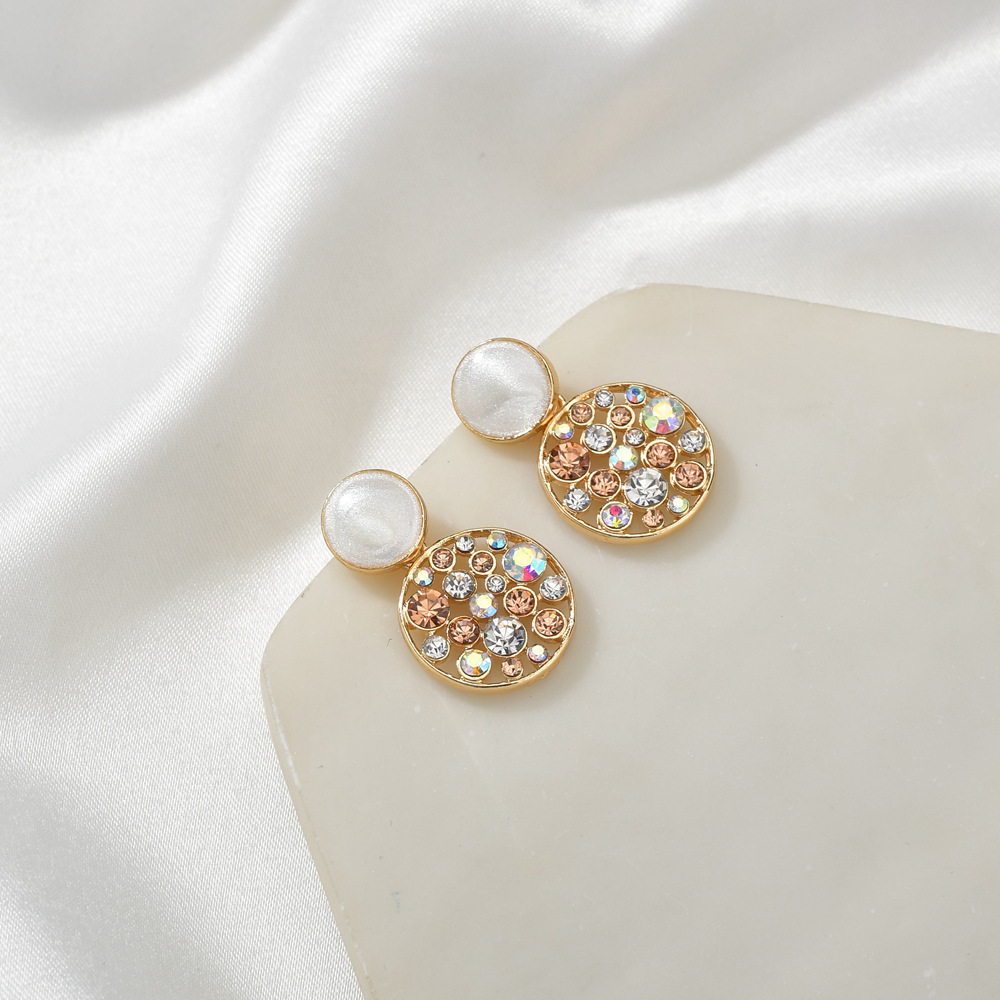 High Sense Refined Zircon Circle Ear Studs Female 925 Silver Needle Hollow-out Elegant Super Flash Hong Kong Style Earrings Factory Direct Sales display picture 4