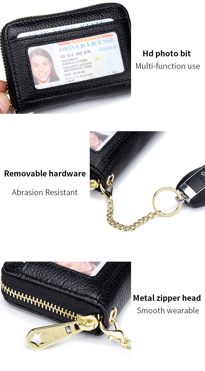 Women's Solid Color Leather Zipper Coin Purses display picture 12