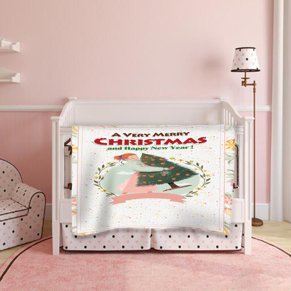 DIY定制毛毯圣诞秋冬保暖沙发盖毯 高清印花双面法兰绒空调毯