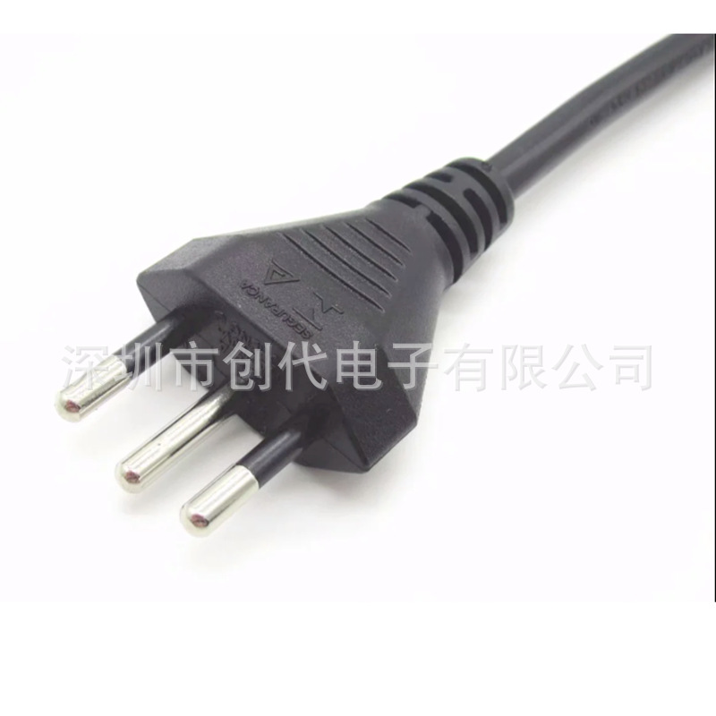 UC巴西电源线 3芯0.75平方 巴西认证电源线 巴西三插梅花尾插头线