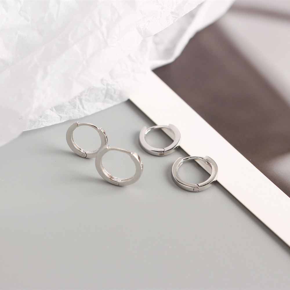 1 Pair Simple Style Geometric Circle Plating Sterling Silver Earrings display picture 7