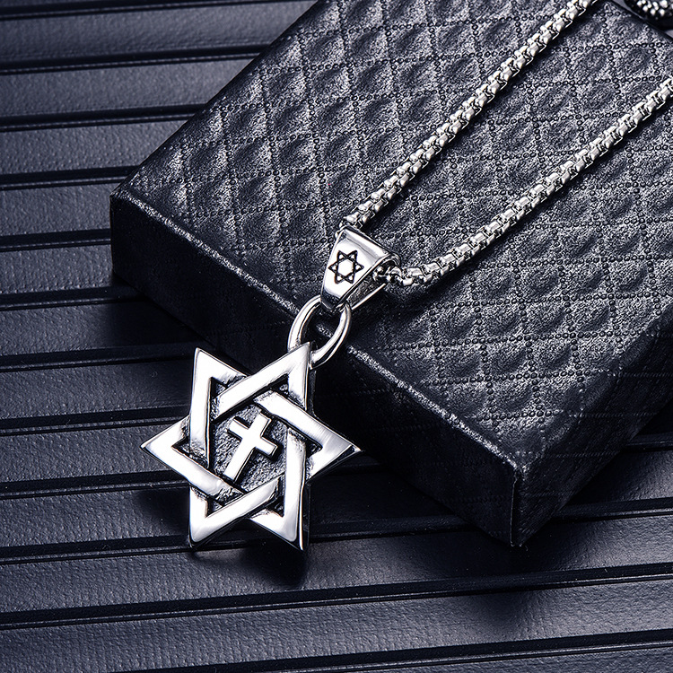 Hip-hop Hexagram Titanium Steel Men's Charms Pendant Necklace display picture 1