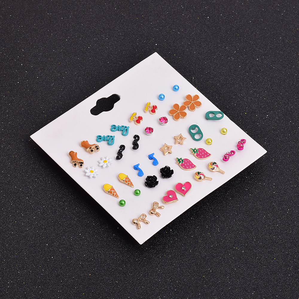 Cute Simple  Korean Color  Earrings Set display picture 4